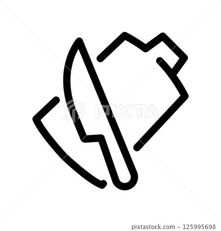 Outline Icon of a Cloche Being Lifted, Revealing Plate Below 125995698