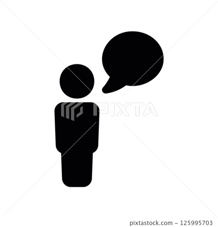 Simple Icon Showing a Person Figure with an Empty Speech Bubble Nearby Simple Icon Showing a Person Figure with an Empty Speech Bubble Nearby 125995703