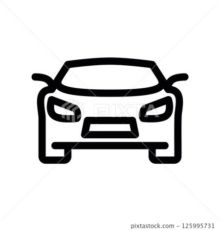 Front View Outline Icon of a Modern Passenger Automobile Vector Graphic 125995731