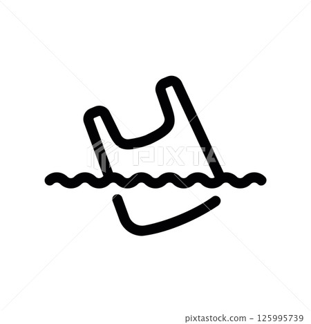 Plastic Bag Floating Drifting on Water Surface Pollution Vector Line Icon Plastic Bag Floating Drifting on Water Surface Pollution Vector Line Icon 125995739