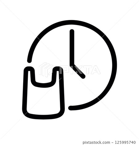 Plastic Bag Icon Positioned Next to Clock Representing Time Related Waste 125995740