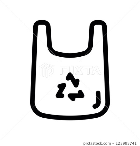 Plastic Carrier Shopping Bag with Recycling Symbol Vector Outline Icon Plastic Carrier Shopping Bag with Recycling Symbol Vector Outline Icon 125995741