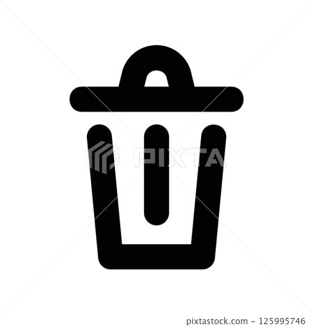 Simple Outline Icon of a Trash Can with Closed Lid Waste Bin Symbol Simple Outline Icon of a Trash Can with Closed Lid Waste Bin Symbol 125995746