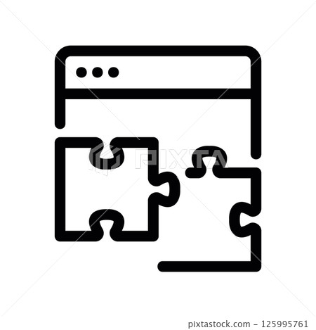 Browser Window Outline Containing Interlocking Jigsaw Puzzle Pieces Symbol 125995761