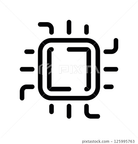Central Processing Unit Outline Icon Showing Microchip Connections 125995763
