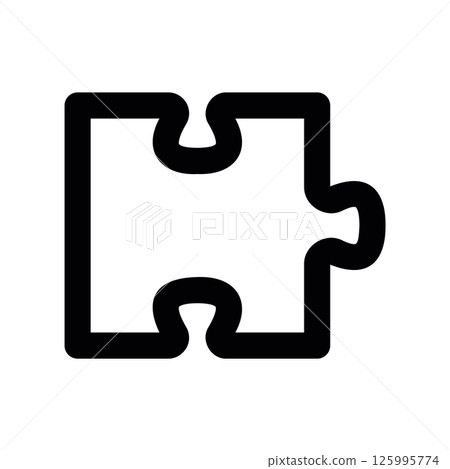 Single Jigsaw Puzzle Piece Outline Graphic Isolated on White Background 125995774