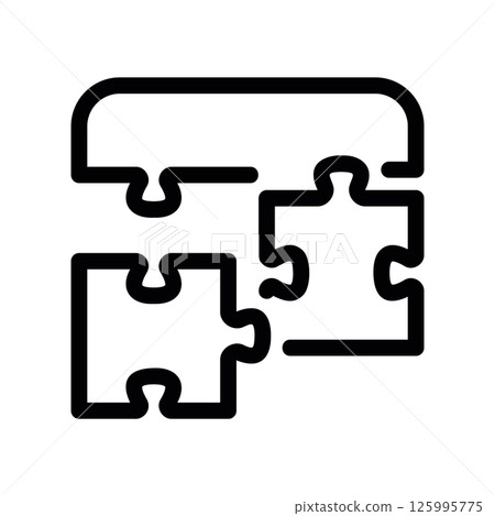 Three Interlocking Jigsaw Puzzle Pieces Forming a Connection Icon 125995775