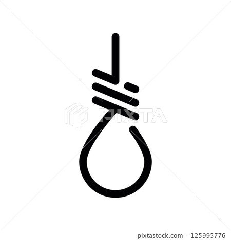 Simple Line Icon of a Hanging Rope Noose with Tied Knot Detail 125995776