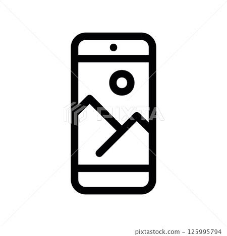 Smartphone Screen Showing Cropped Zoomed View of Landscape Photograph Icon Smartphone Screen Showing Cropped Zoomed View of Landscape Photograph Icon 125995794