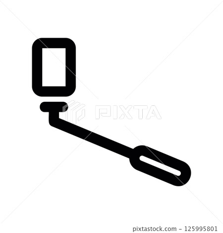 Selfie Stick with Smartphone Mount Outline Icon Simple Graphic Design 125995801