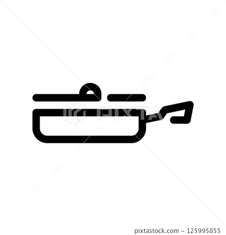 Frying Pan Skillet with a Closed Lid Cover Outline Kitchenware Icon 125995855