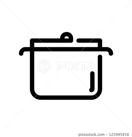 Simple Outline of a Cooking Pot with Lid and Handles Graphic 125995858