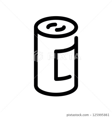 Monochrome Outline Icon Depicting a Cylindrical Tin Can with Label 125995861