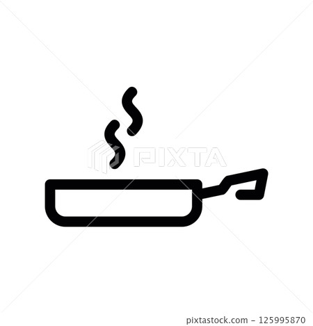 Simple Outline Icon Illustration of a Frying Pan Emitting Steam 125995870