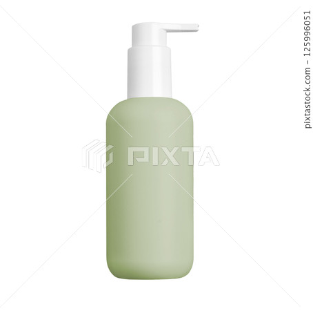 Mockup of plastic green pump bottle isolated on white 125996051