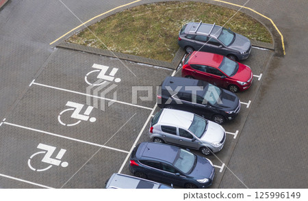 Areal view of the parking lot in the city 125996149