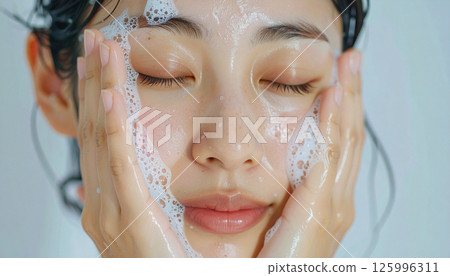洗臉的女人（AI 生成的圖像） 125996311