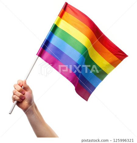 Person Holding Rainbow Flag. Generative AI 125996321