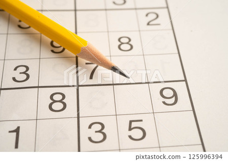 Sudoku puzzle, game to play for keep you brain younger for developing Alzheimer disease in senior patient. Sudoku puzzle, game to play for keep you brain younger for developing Alzheimer disease in senior patient. 125996394