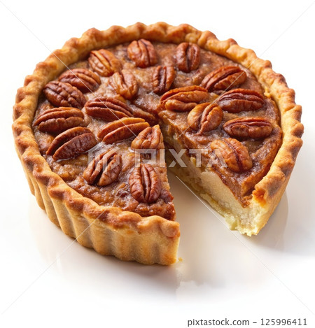 Delicious Pecan Pie With Missing Slice. Generative AI 125996411