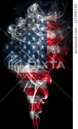 American Flag Billowing Smoke. Generative AI 125996530