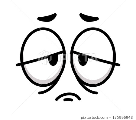Simple sad face with half closed eyes and worried expression, ideal for representing boredom, sadness, exhaustion, or disappointment in a playful and lighthearted way Simple sad face with half closed eyes and worried expression, ideal for representing boredom, sadness, exhaustion, or disappointment in a playful and lighthearted way 125996948