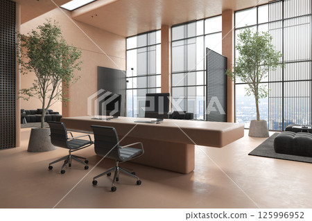 Modern style conceptual reception interior room 3d illustration 125996952