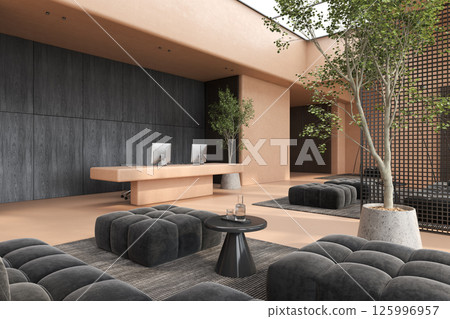 Modern style conceptual reception interior room 3d illustration 125996957