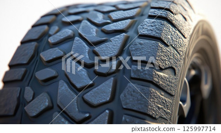 Closeup of a Rugged Tire Tread Pattern 125997714