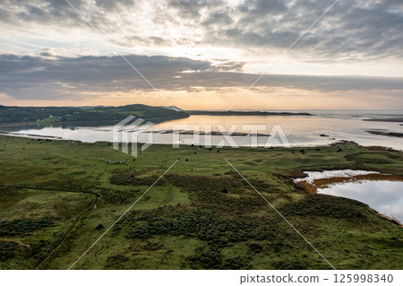 Aerial view of Ballyiriston beach by Portnoo in County Donegal - Ireland 125998340