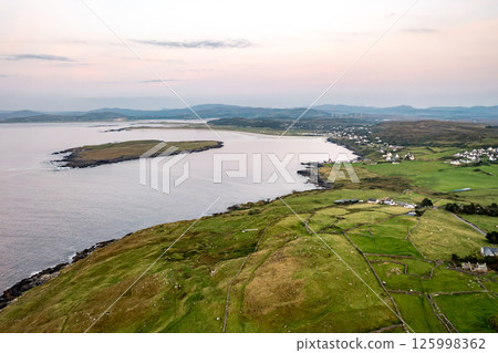 Aerial view of Dunmore Head by Portnoo in County Donegal, Ireland. 125998362