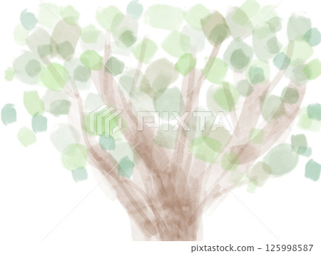 Illustration of soft fresh green leaves and trees painted in watercolor Illustration of soft fresh green leaves and trees painted in watercolor 125998587