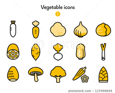 Simple icon collection Vegetables 1 125998684