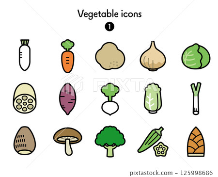 Simple icon collection Vegetables 1 125998686
