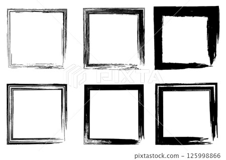Grunge brush strokes square border 125998866