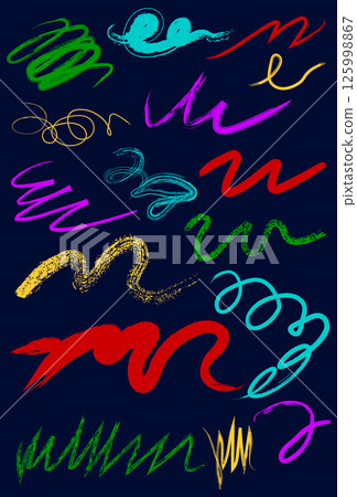 Hand drawn colorful scribble wavy lines Hand drawn colorful scribble wavy lines 125998867