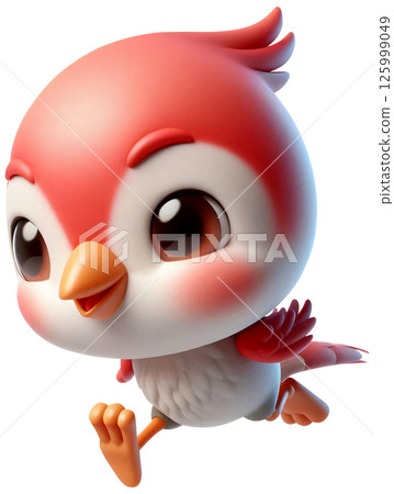 3D bird cartoon, bird cartoon, cute little bird 125999049