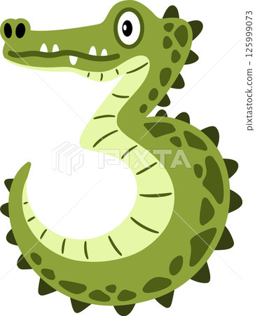 Crocodile Cartoon Number 3 Illustration Crocodile Cartoon Number 3 Illustration 125999073