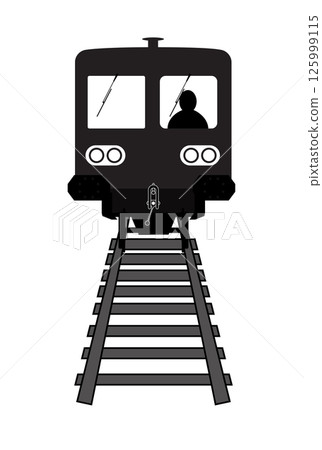 Black and white train image in illustrator on a white background 125999115