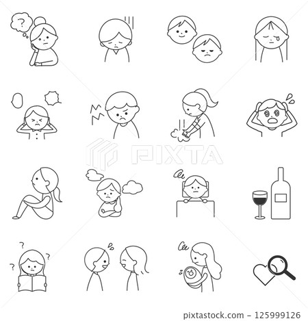 心身醫學、精神醫學、圖標集 125999126