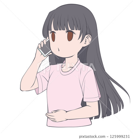 A young woman with black hair making a phone call on her smartphone - ringing A young woman with black hair making a phone call on her smartphone - ringing 125999231