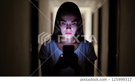 Angry Texting, Woman Reading Hurtful Message from Partner Angry Texting, Woman Reading Hurtful Message from Partner 125999317