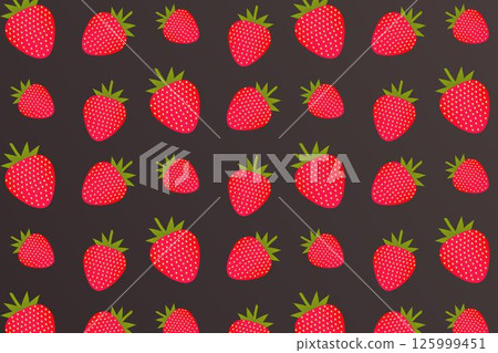 Seamless repeating pattern of strawberries on a dark background. Vector illustration. 125999451