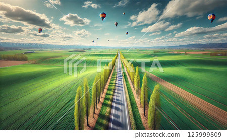 遼闊的土地和熱氣球 125999809