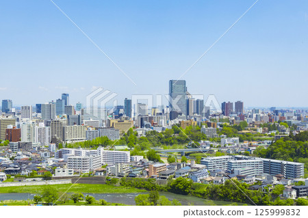 從青葉城遺址欣賞清新綠色的仙台市全景 從青葉城遺址欣賞清新綠色的仙台市全景 125999832