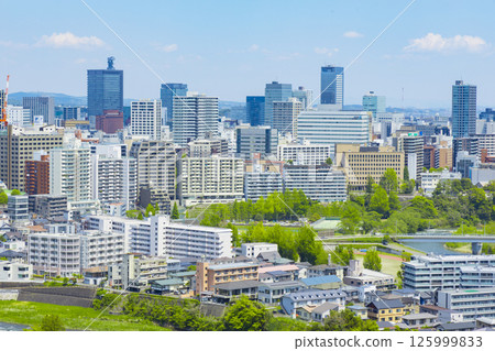 從青葉城遺址欣賞清新綠色的仙台市全景 從青葉城遺址欣賞清新綠色的仙台市全景 125999833