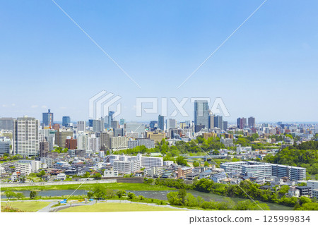 從青葉城遺址欣賞清新綠色的仙台市全景 從青葉城遺址欣賞清新綠色的仙台市全景 125999834