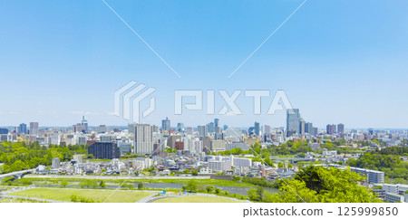 從青葉城遺址欣賞清新綠色的仙台市全景 125999850