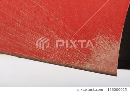 detail shot of red car with road dust and dirt 126000015