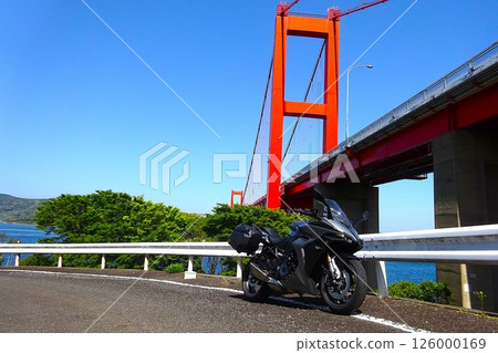 Red bridge and bike 126000169